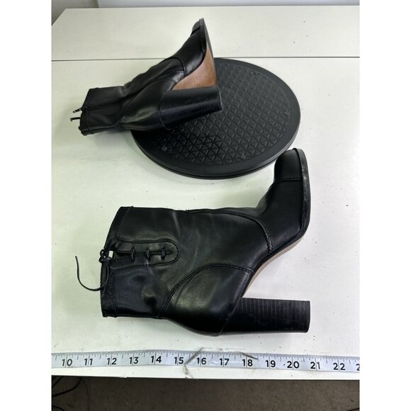 Vtg Nine West Genuine Leather Heeled Square Toe Boots 90s Y2K Sz 9 M - Picture 5 of 10